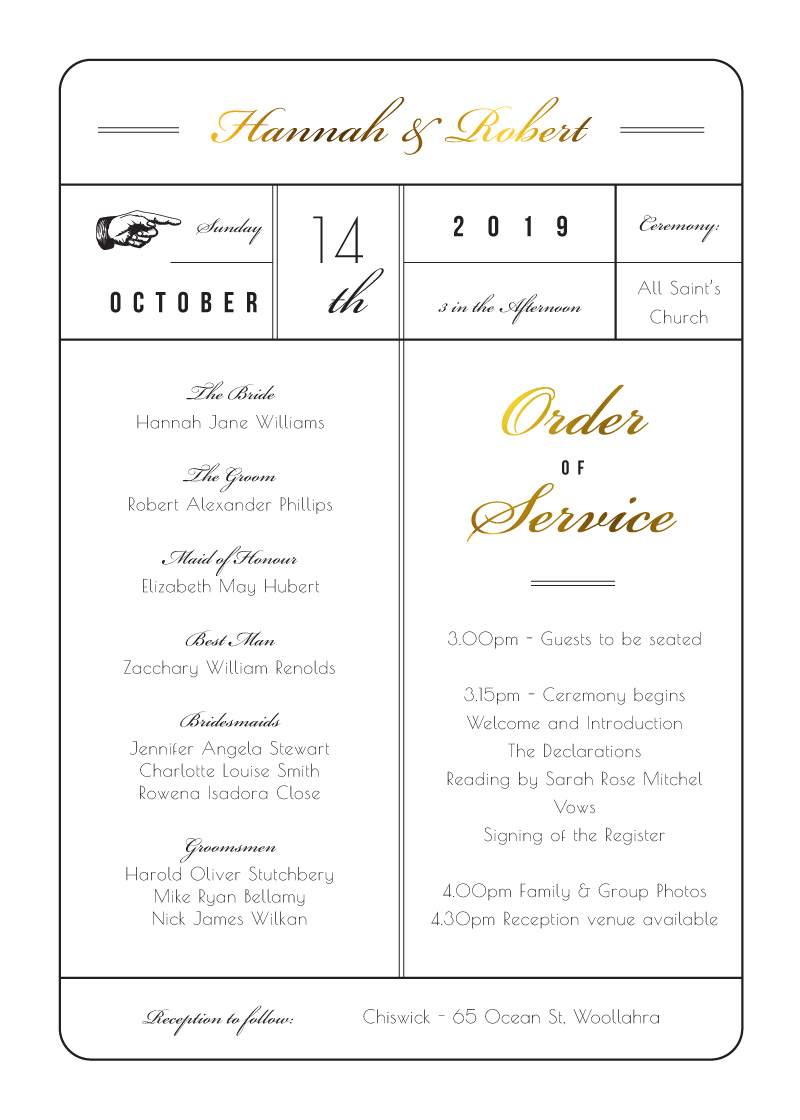 Movie Theatre Wedding Programs - Flat Foil design preview