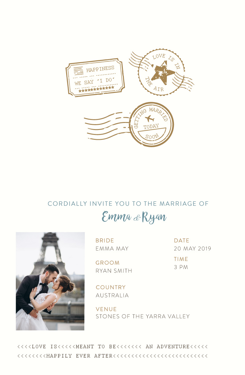 Lets Travel Together Wedding Invitations - Flat Foil design preview
