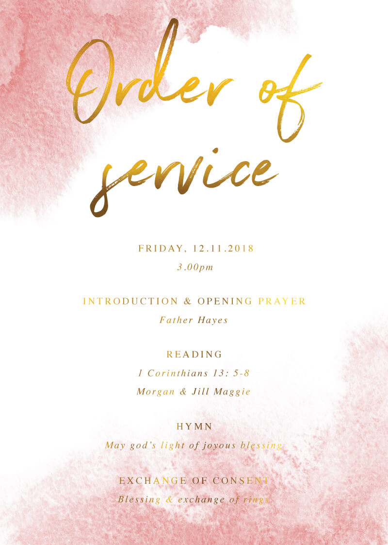 Moira Hughes Couture Wedding Programs - Flat Foil design preview