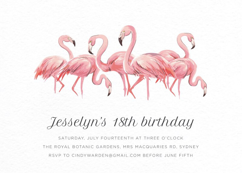 Pink Flamingo Birthday Invitations - Digital Printing design preview