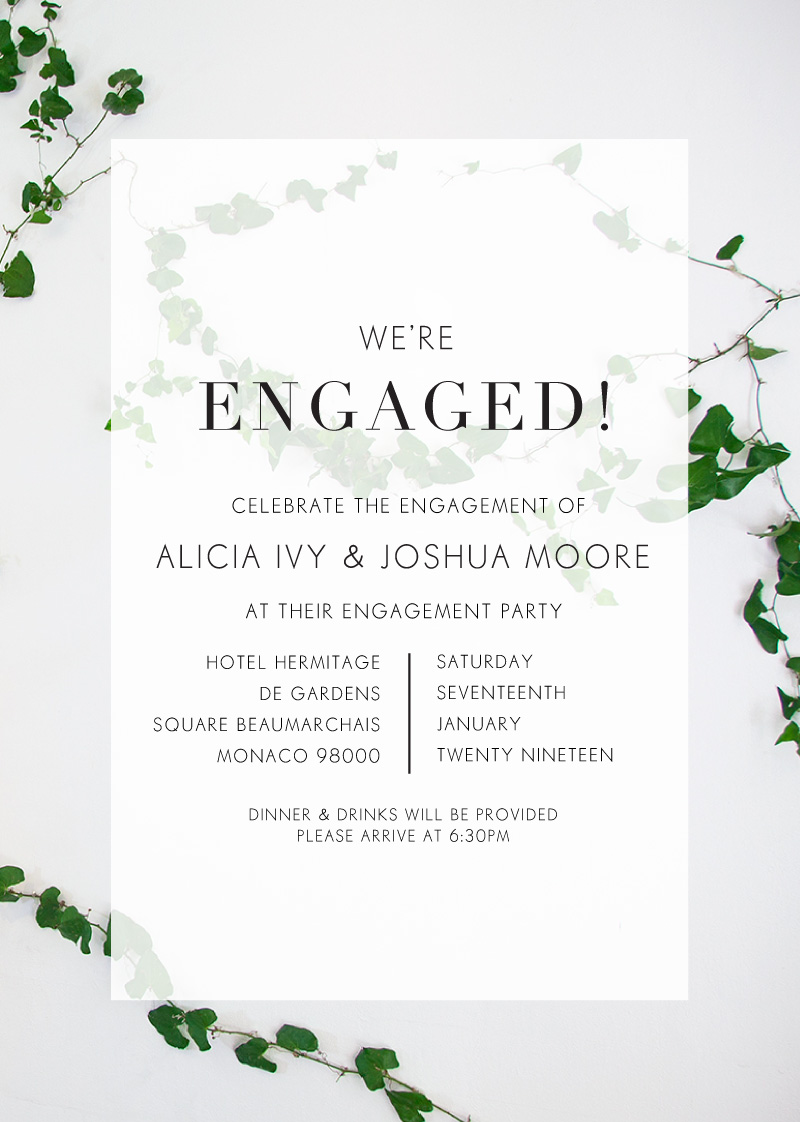 Ivy Engagement Invitations - Digital Printing design preview
