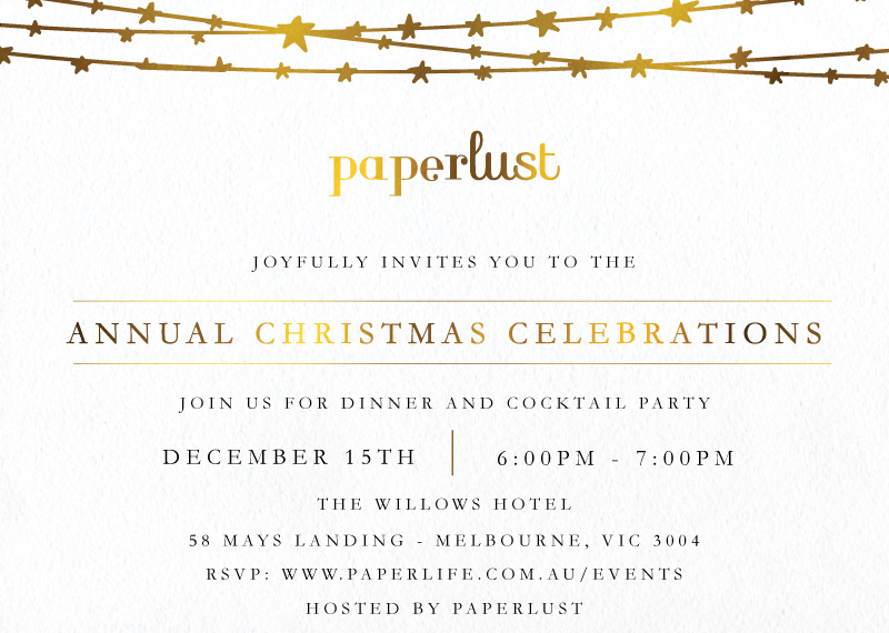 Shine Time Christmas Party Invitations - Flat Foil design preview