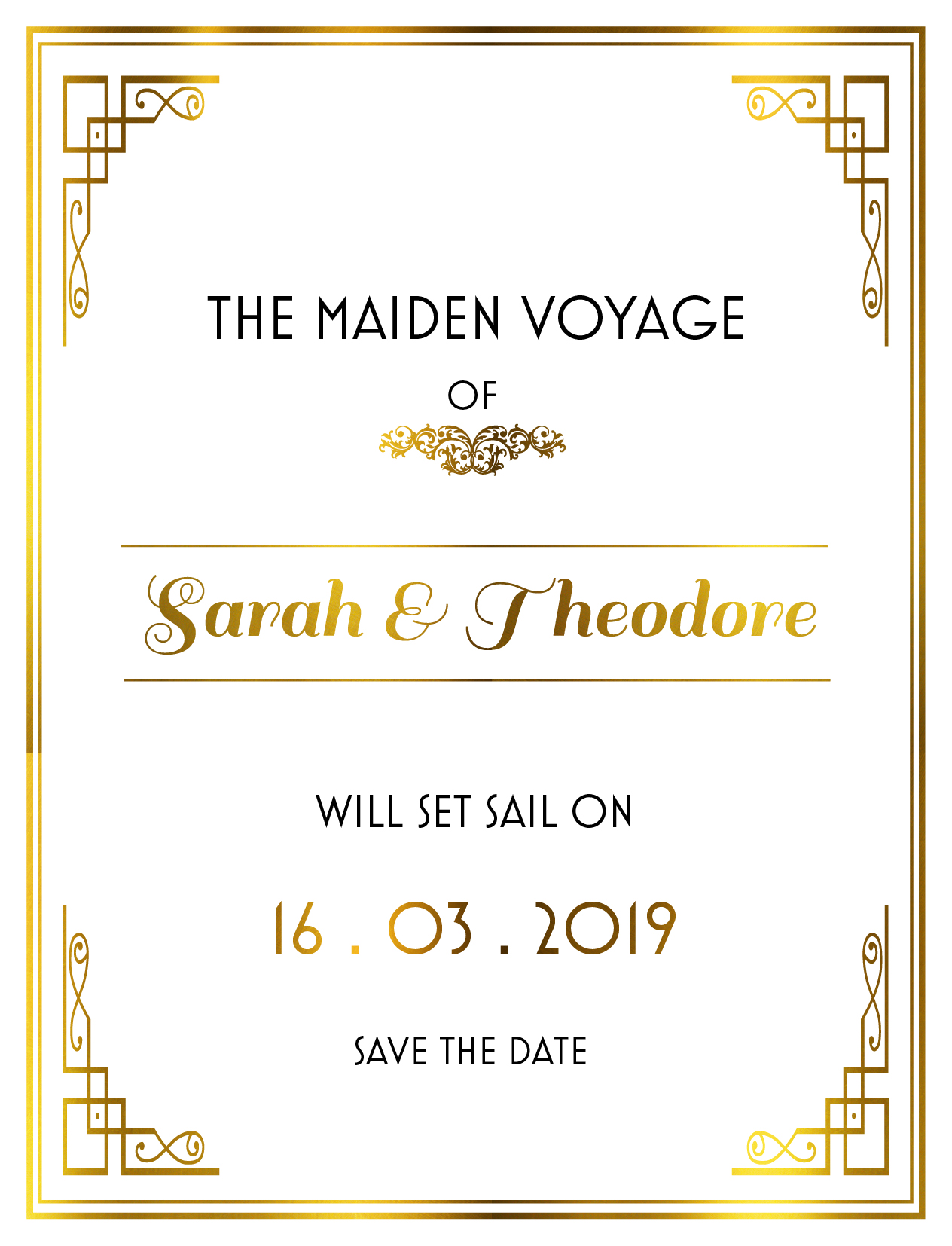 All Aboard Save The Date - Flat Foil design preview