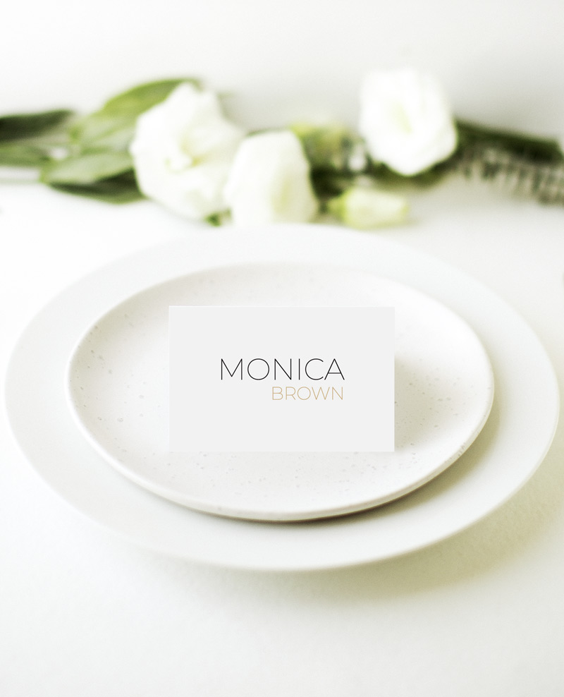 Minimalist Black And White Wedding Place Cards - Flat Foil design preview