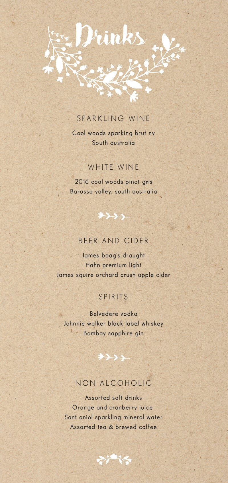 Folk Love Wedding Menu - White Ink design preview