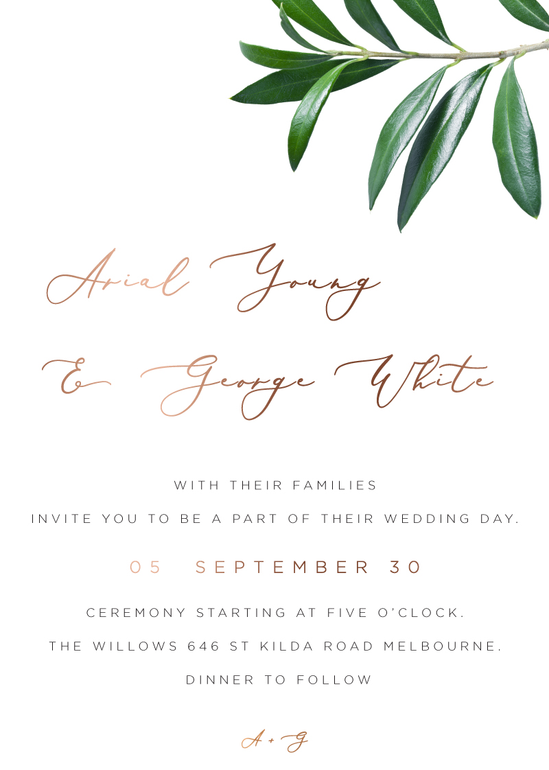 Olive Wedding Invitations - Flat Foil design preview