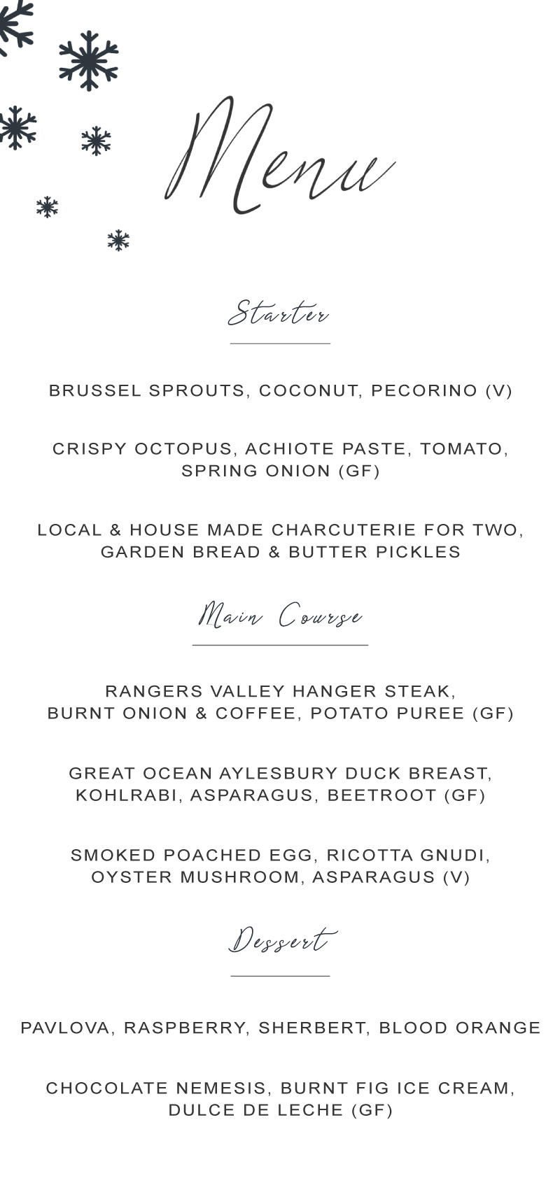 Snow Fall Wedding Menu - Digital Printing design preview