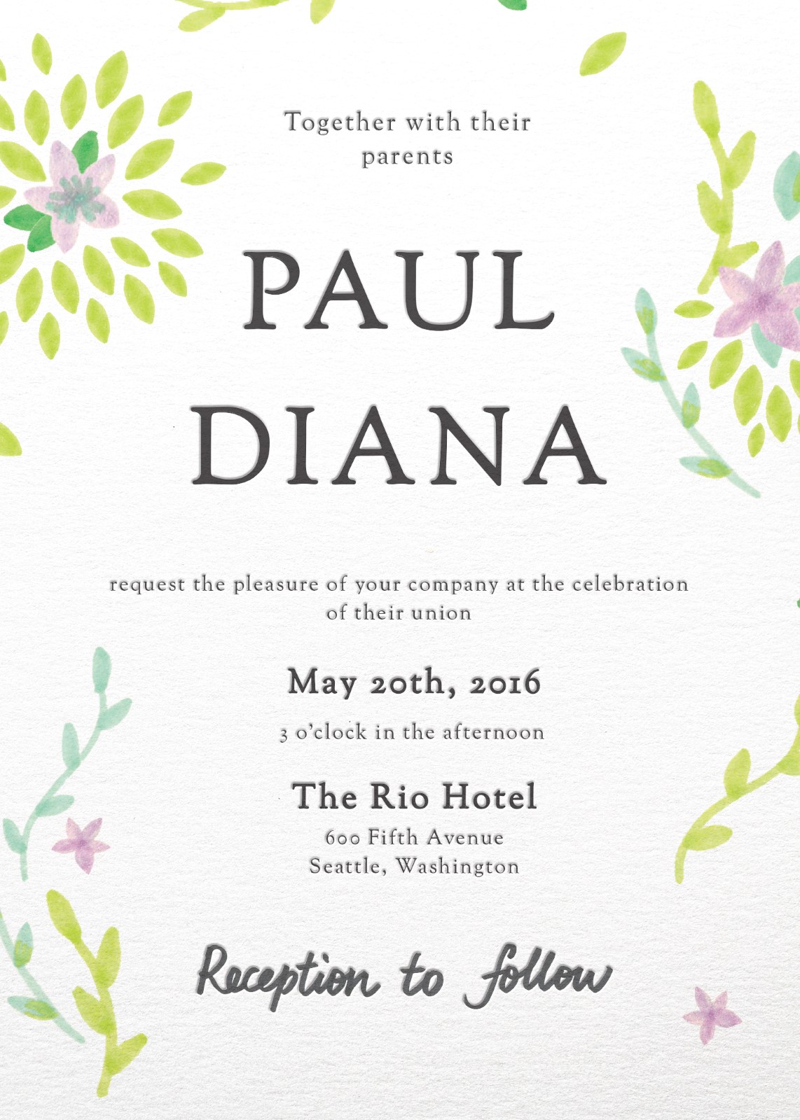 Spring Wedding Invitations - Letterpress & Digital design preview