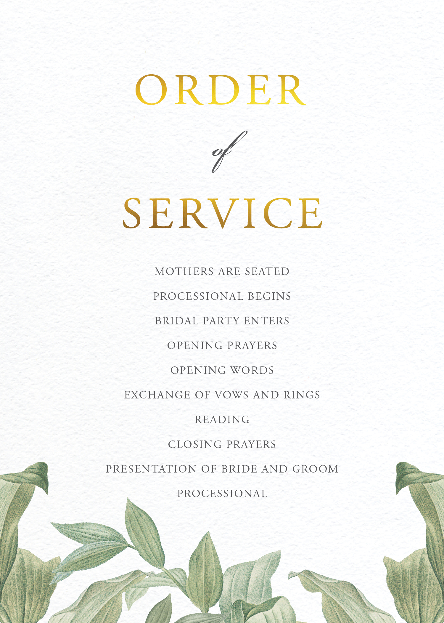 Branch Wedding Programs - Foil Stamp design preview