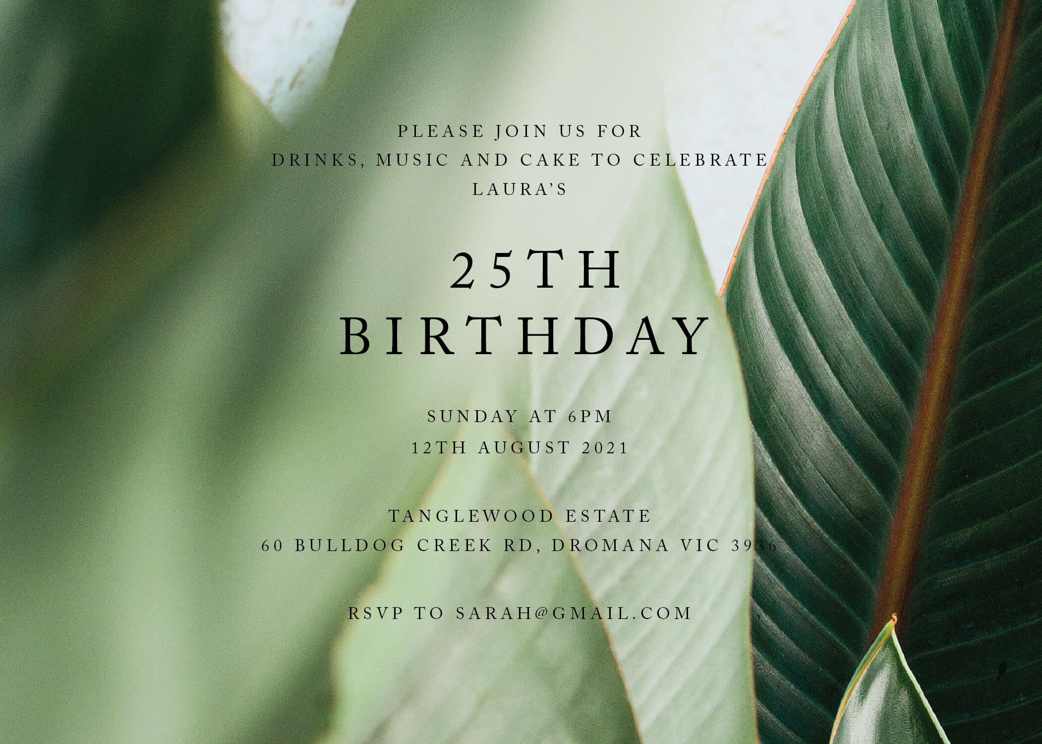 Tropical Leaves Birthday Invitations - Digital Printing design preview