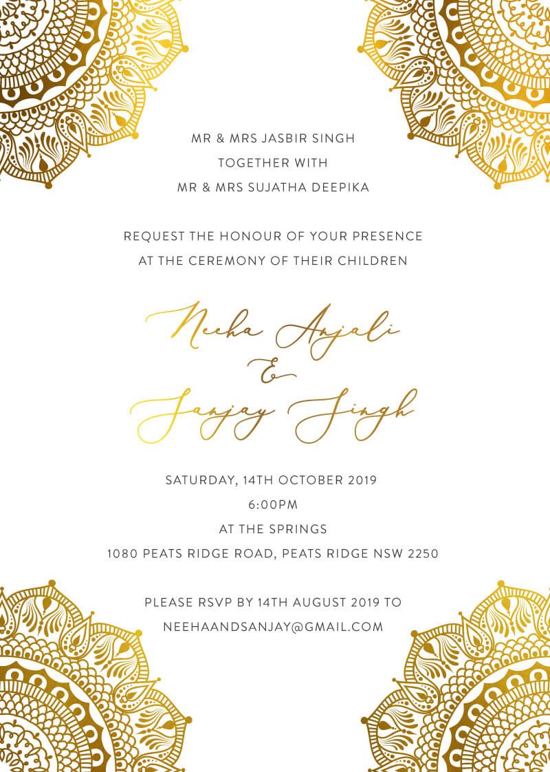 White Vivaha Wedding Invitations - Metallic Prints design preview