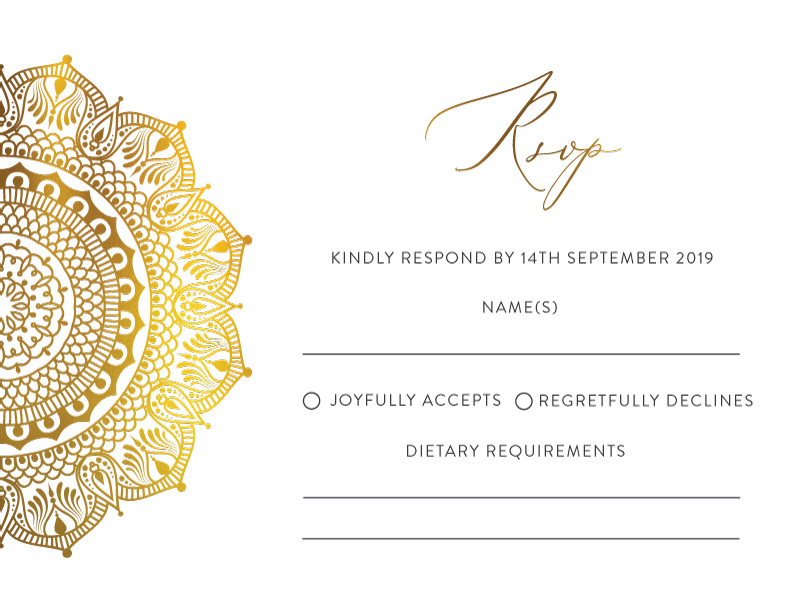 White Vivaha RSVP Cards - Metallic Prints design preview