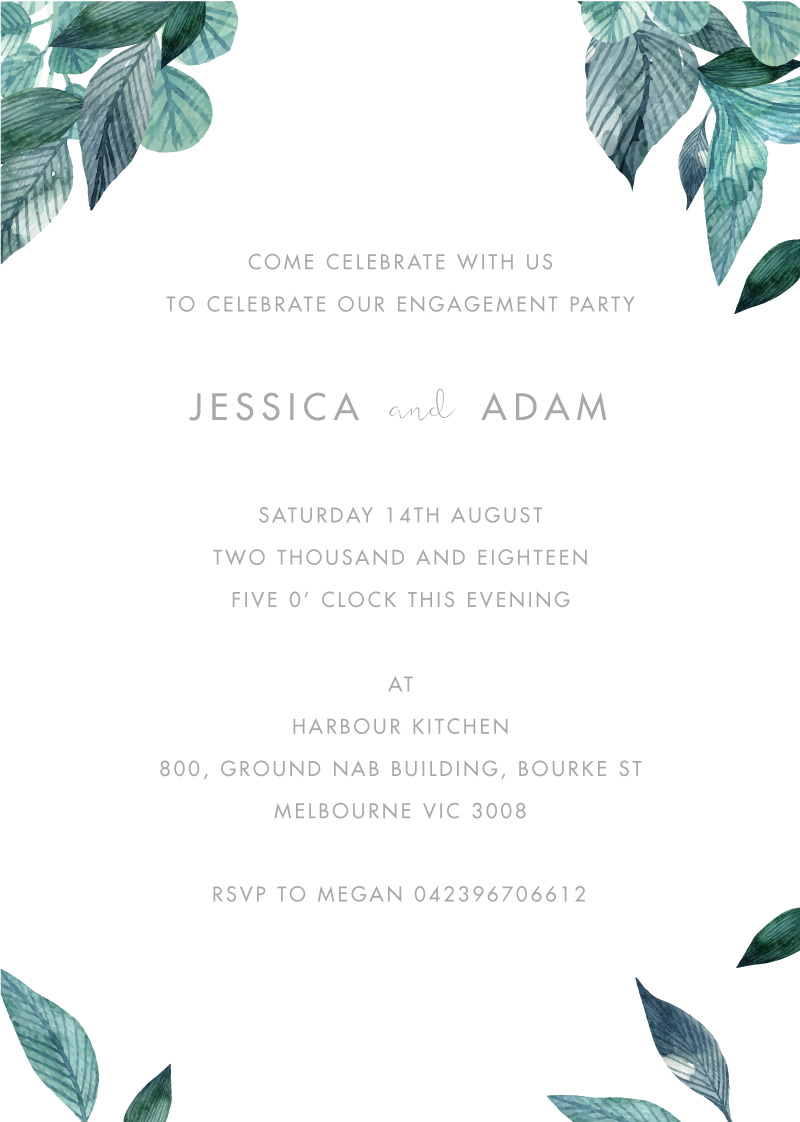 Stylistically Green Engagement Invitations - Flat Foil design preview