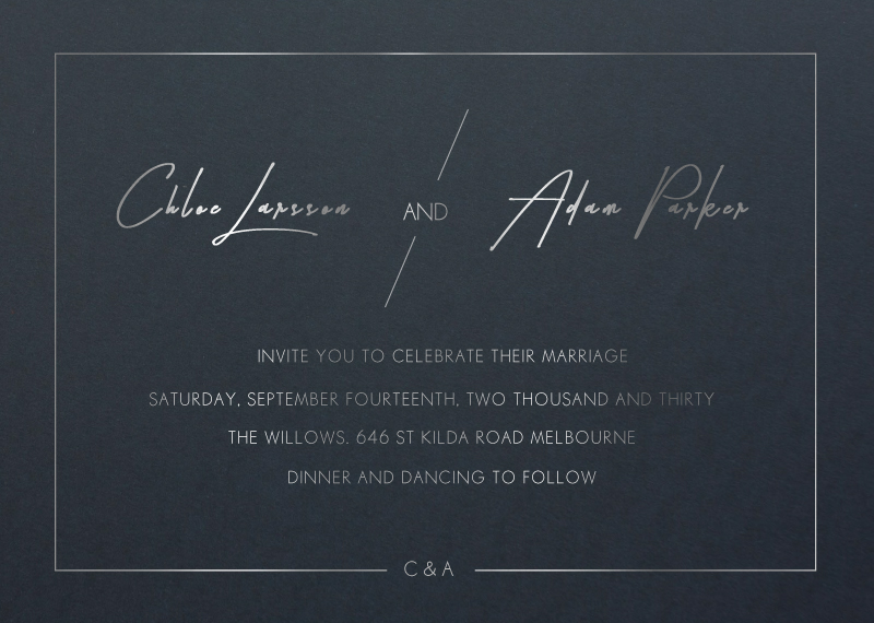 Modern Mode Wedding Invitations - Colour Stock + Foil design preview