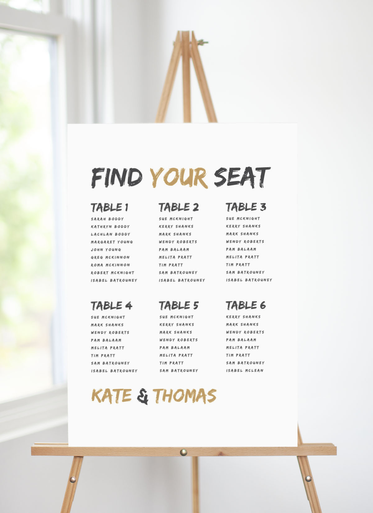 XO Wedding Seating Chart - Digital Printing design preview