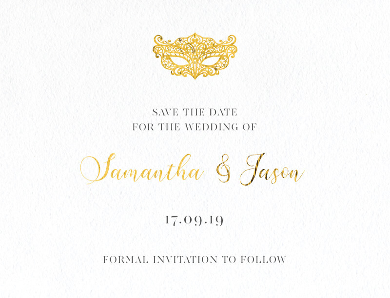 Masque Save The Date - Flat Foil design preview