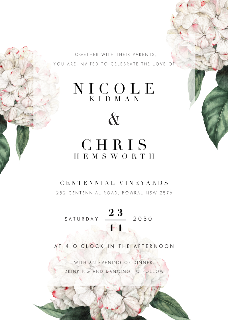 Hydrangea Wedding Invitations - Digital Printing design preview