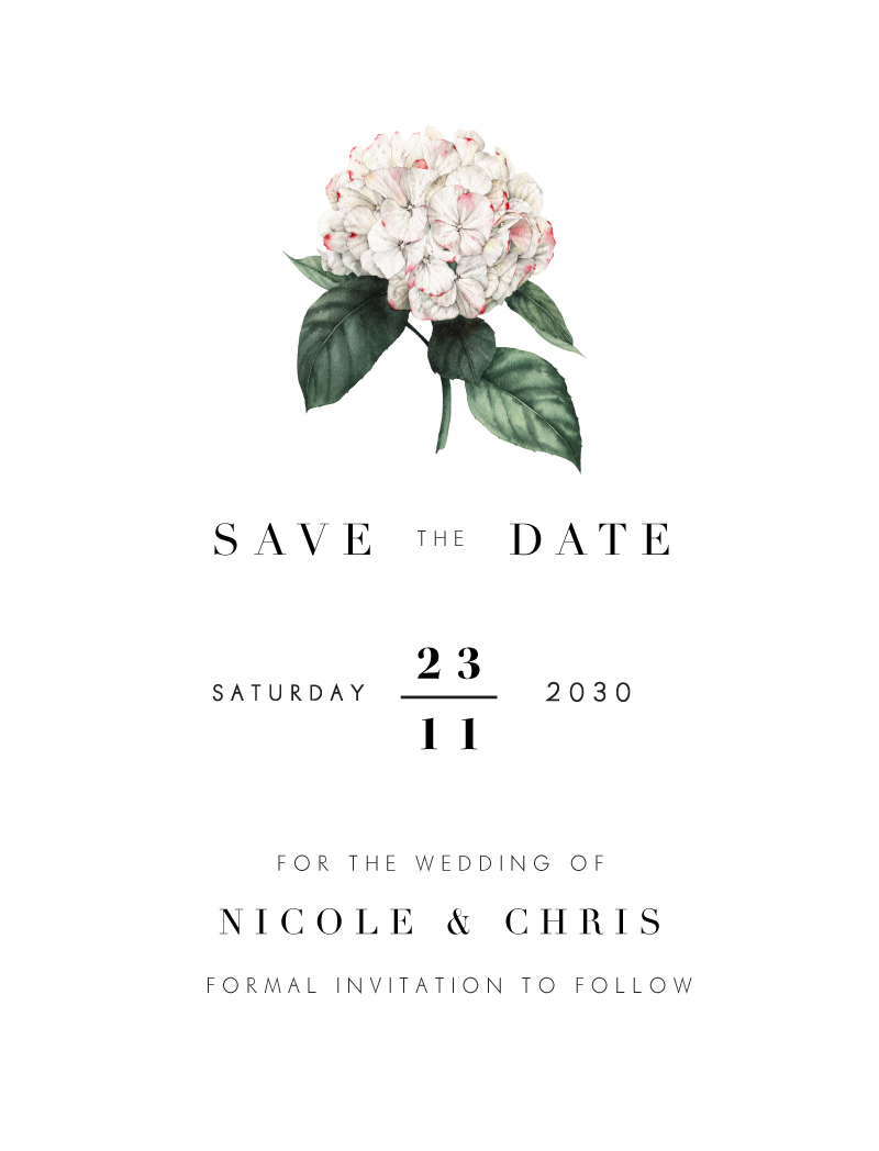 Hydrangea Save The Date - Digital Printing design preview