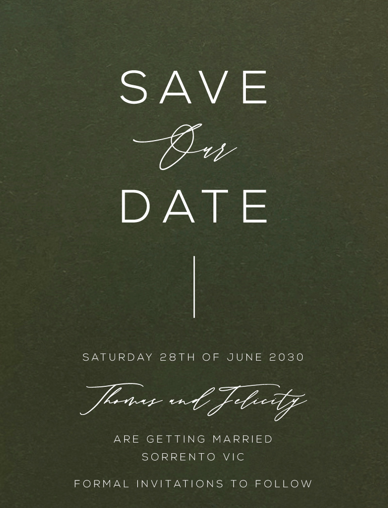 Verde Save The Date - White Ink design preview