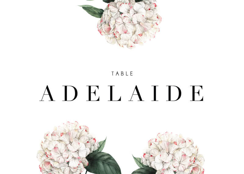 Hydrangea Table Numbers - Digital Printing design preview