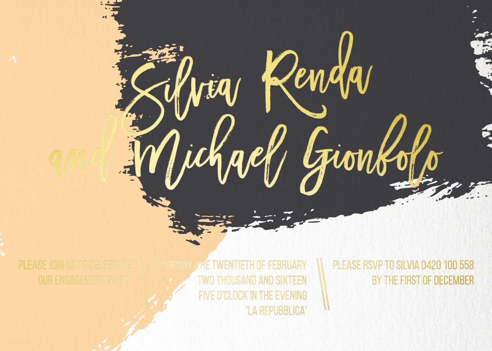 Colour Block Engagement Invitations - Flat Foil design preview