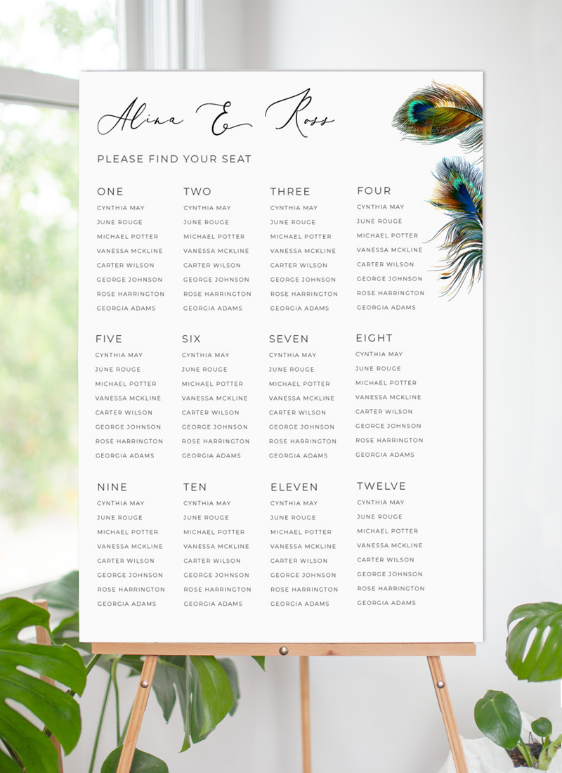 Peacock Blue Wedding Seating Chart - Digital Printing design preview