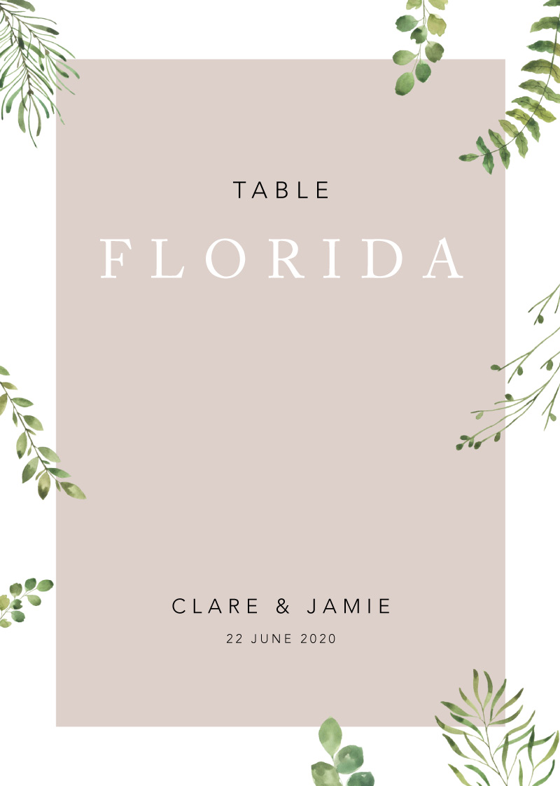 Botanical Fun Table Numbers - Digital Printing design preview