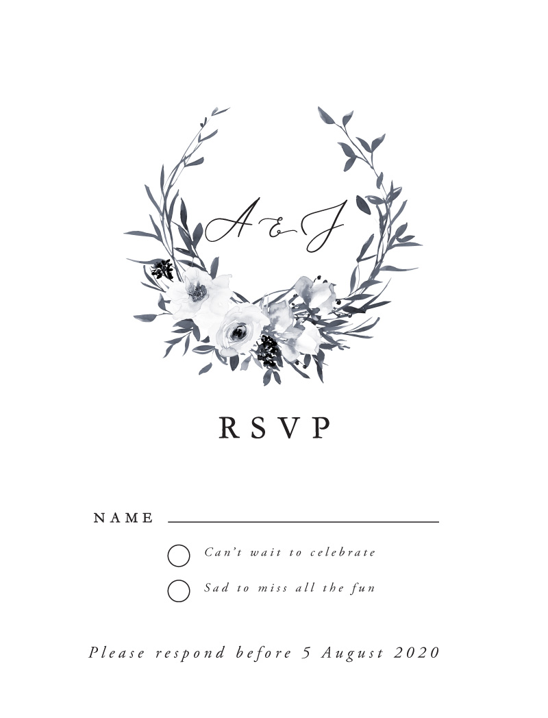 Floral Crown Classic RSVP Cards - Digital Printing design preview