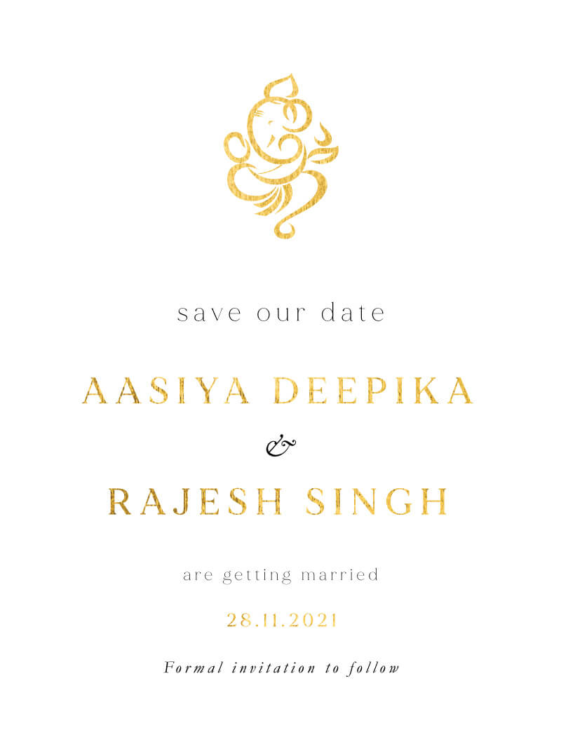 Ganesh Save The Date - Flat Foil design preview