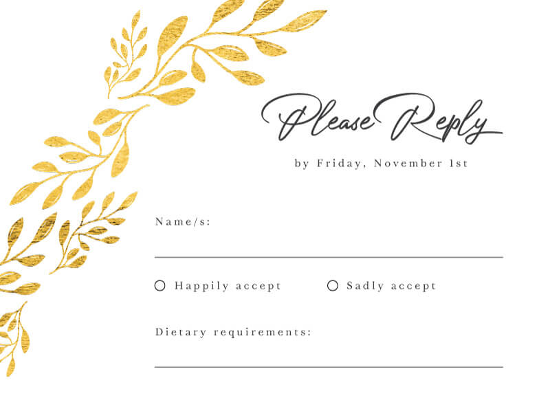 Golden Hour RSVP Cards - Flat Foil design preview