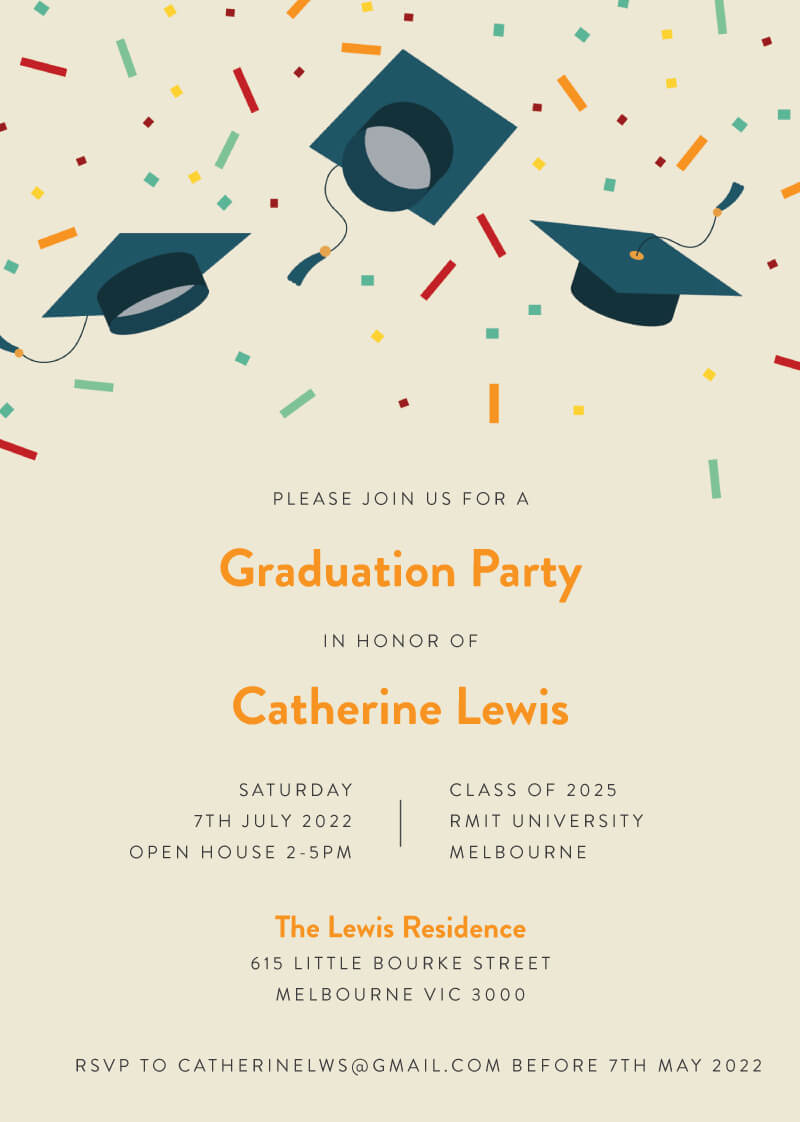 Flying Caps Graduation Invitations - Digital Printing design preview