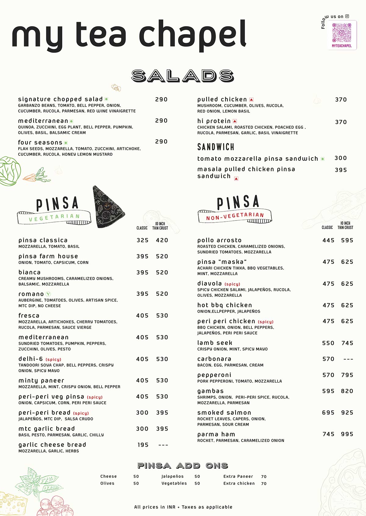 My Tea Chapel Pvt Ltd, South point - MTC, Gurugram | Dine In Menu