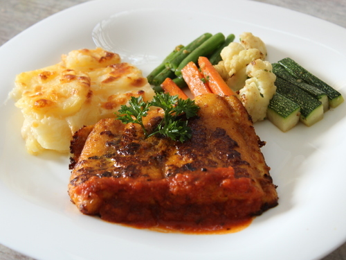 Habanero Fish with au Gratin Potatoes