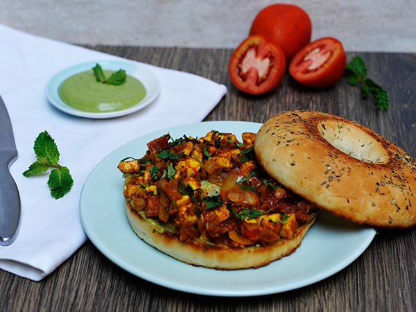 Paneer Tikka Masala Bagel