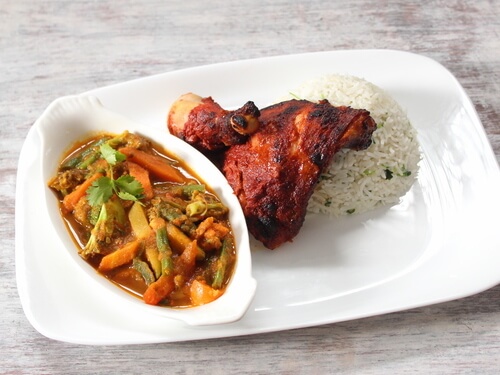 Tandoori Chicken with Coriander Rice & Veg Curry