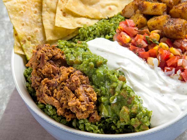 Sweet Potato and Green Rice Burrito Bowl