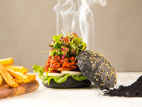 Charcoal Activated Pulled Chicken Burger