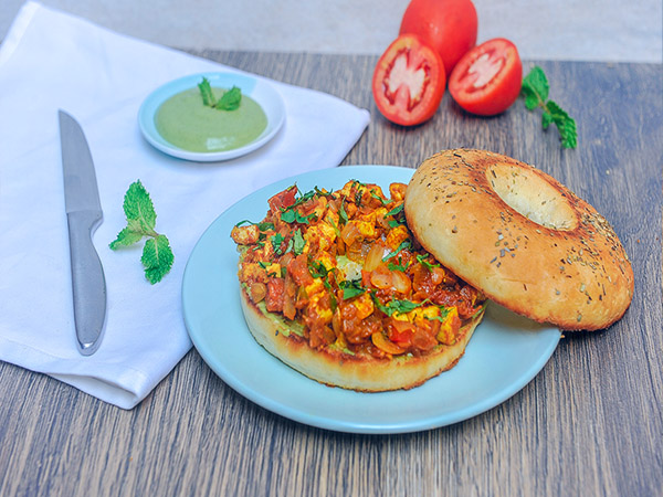 Paneer Tikka Masala Bagel