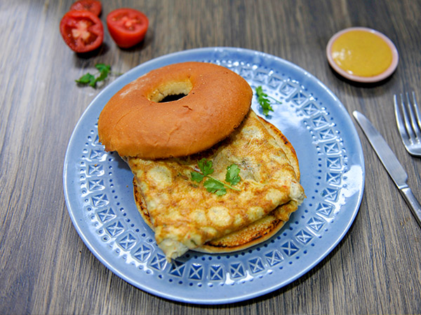 Masala Omelette Bagel