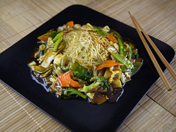 Pan Fried Noodles with a Soya Ginger Vegetable