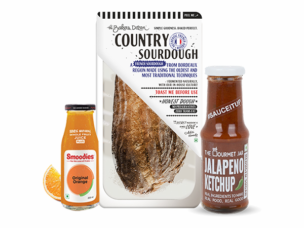 Country sd + Jalapeno ketchup + Smoodies orange juice (Save Rs. 36)