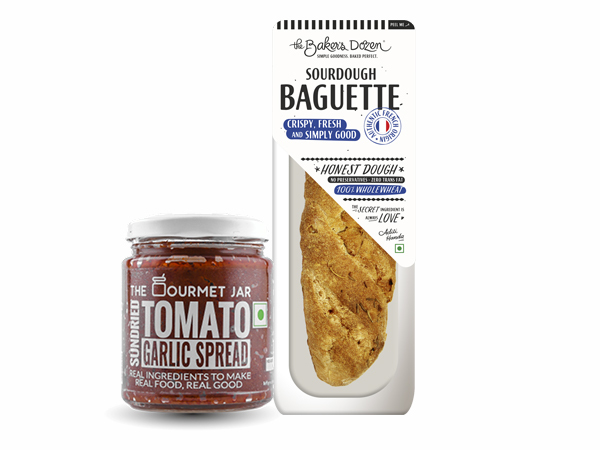 Baguette + Sundried tomato garlic spread (Save Rs. 20)