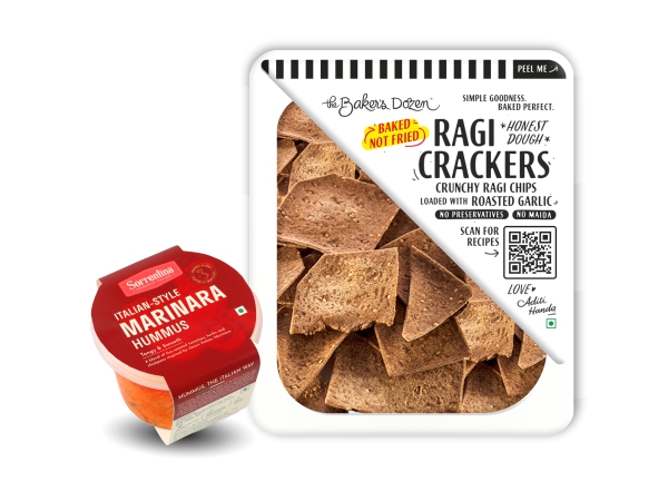 Ragi Crackers + Marinara Hummus (Save Rs 39)