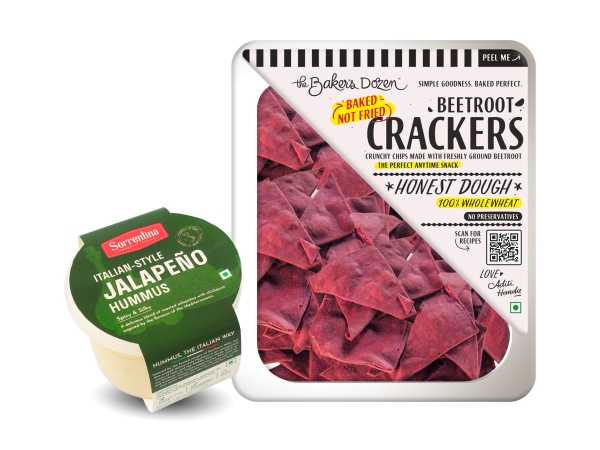 Beetroot Crackers + Jalapeno Hummus (Save Rs 29)
