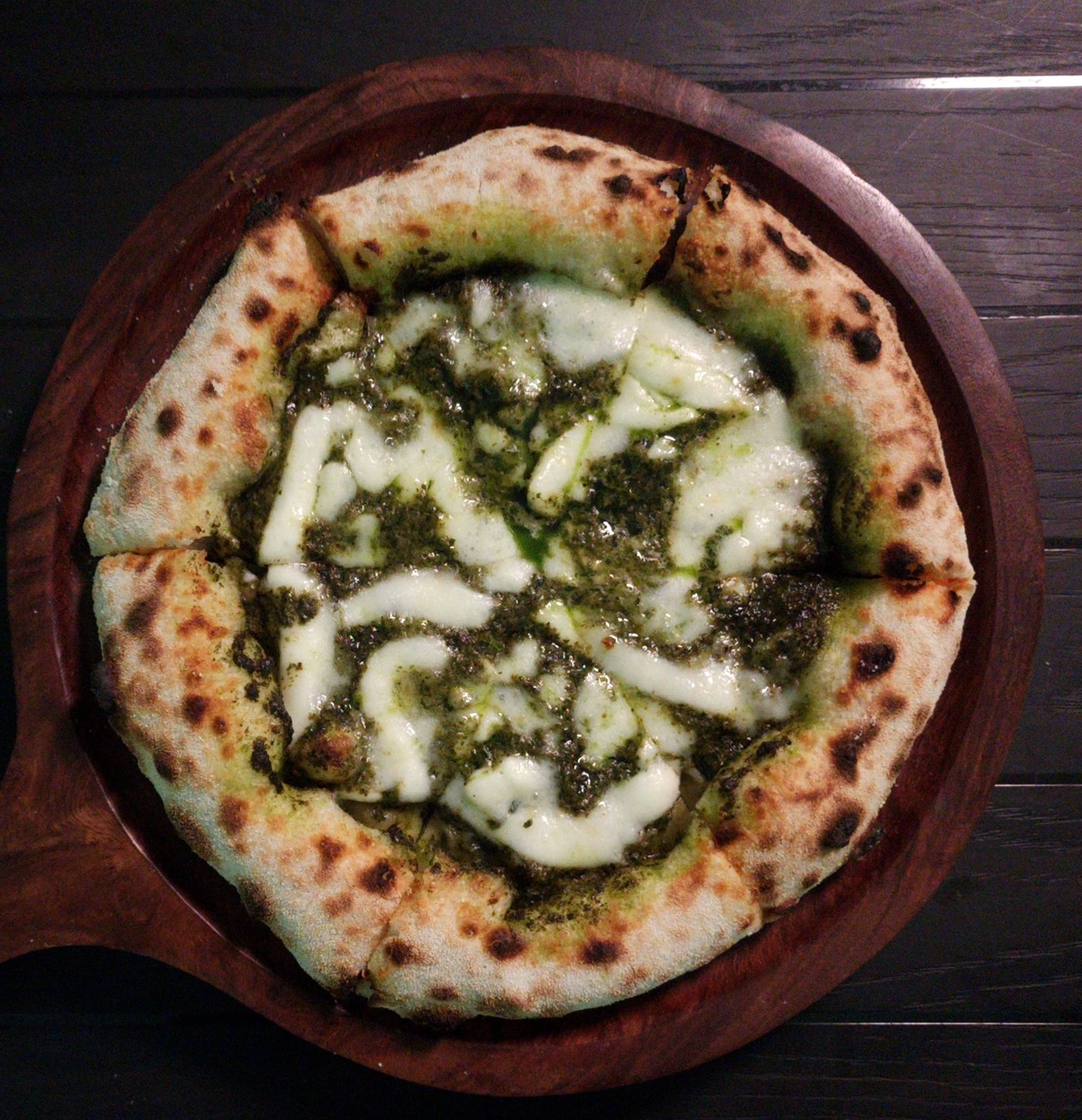 Pestorita Pizza (Pesto and Cheese Pizza)