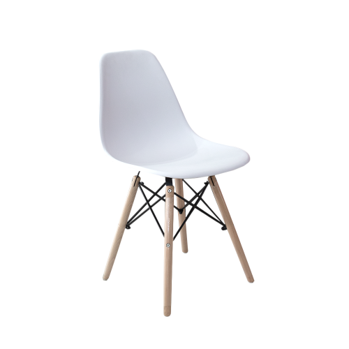 White Plastic Chair With Wooden Legs