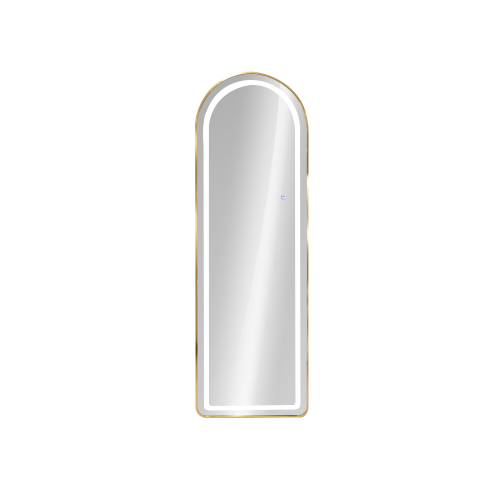 LED Stand Mirror Semi Circle Gold