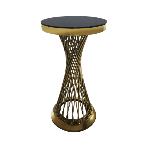 Table Round with Glass Top Gold