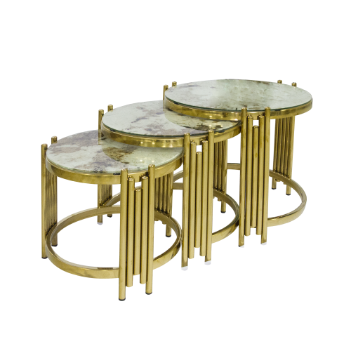 Marble Top Gold Coffee Table Set (3pcs)