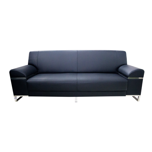 3 Seater Black Leather Sofa